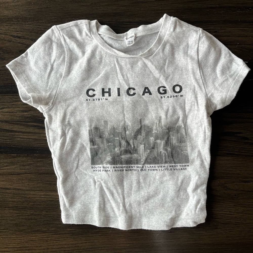 Garage Grey Chicago Graphic Crop Top